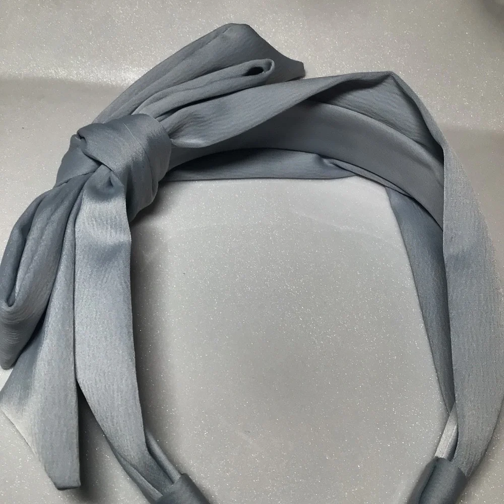 Kristin Ess Satin Headband Vintage Blue With Gift Box-something blue-old money